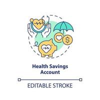 Health savings account concept icon. Medical policy. Finance management abstract idea thin line illustration. Isolated outline drawing. Editable stroke. vector