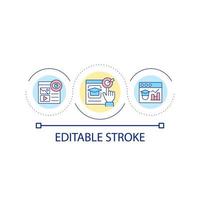 Measuring online student effectiveness loop concept icon. Performance management abstract idea thin line illustration. Monitoring activities. Isolated outline drawing. Editable stroke. vector