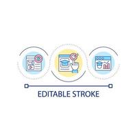 Measuring online student effectiveness loop concept icon. Performance management abstract idea thin line illustration. Monitoring activities. Isolated outline drawing. Editable stroke. vector