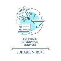 Software integration engineer turquoise concept icon. Software engineer path abstract idea thin line illustration. Isolated outline drawing. Editable stroke. vector