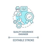 Quality assurance engineer turquoise concept icon. Software engineer path abstract idea thin line illustration. Isolated outline drawing. Editable stroke. vector