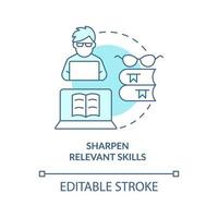 Sharpen relevant skills turquoise concept icon. Better expertise. Data scientist abstract idea thin line illustration. Isolated outline drawing. Editable stroke. vector