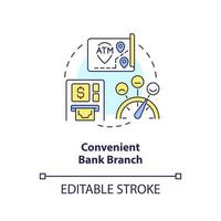 Convenient bank branch concept icon. Customer comfort. Choose bank abstract idea thin line illustration. Isolated outline drawing. Editable stroke. vector