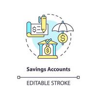 Savings accounts concept icon. Interest bearing deposit. Business banking abstract idea thin line illustration. Isolated outline drawing. Editable stroke. vector