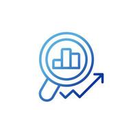 Market monitoring pixel perfect gradient linear vector icon. Revenue growth. Stock market. Financial data analysis. Thin line color symbol. Modern style pictogram.