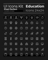 Distance learning pixel perfect white linear ui icons set for dark theme. Isolated user interface symbols for night mode. Vector line pictograms. Editable stroke.