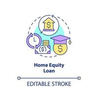 Home equity loan concept icon. Financial tip. Way to save for education abstract idea thin line illustration. Isolated outline drawing. Editable stroke. vector