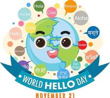 World hello day banner design vector