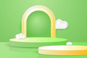 podium stage product display background with cloud ornament 3d illustration vector