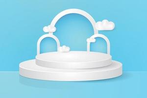 3d abstract background for product display, white podium and cloud illustration vector