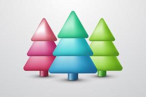 Christmas tree colorful realistic vector collection