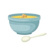 ilustración vectorial de un plato con sopa de queso crema. vector