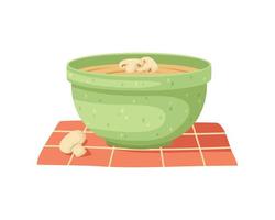 Vector illustration of mushroom cream soup with champignons.