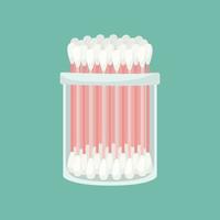 Vector illustration of a package with cotton swabs. Ear hygiene.