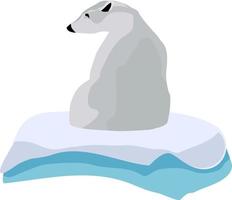 Polar bear on an ice floe. Possible result of global warming. Vector illustration