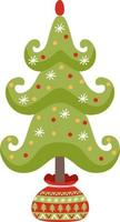 Christmas tree with decorations and star flat icon for apps and web vector