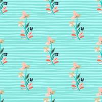 Abstract cute leaves and flower seamless pattern. Beautiful floral wallpaper. Cute plants endless backdrop. vector