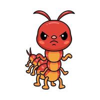 Cute angry little centipede cartoon vector
