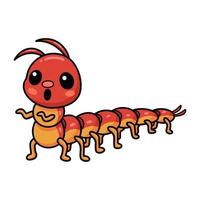 Cute little centipede cartoon character vector