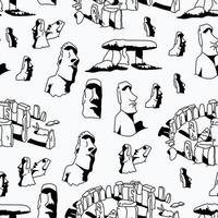 Black and White Easter Island Pattern vector