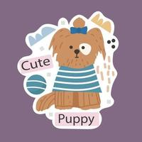 Funny sticker with pet dog. Emblem with cute animal with motivational quote vector