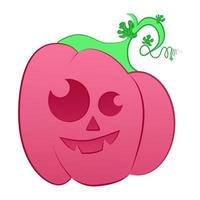 Pink pumpkin Halloween vector illustration.