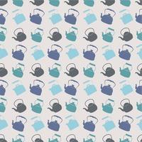 Seamless Colorful Pattern with Kettle. Vector background with different teapots. Endless kitchen texture.