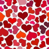 Seamless pattern with red hearts. Swirling red hearts on a white background. Vector valentine illustration.