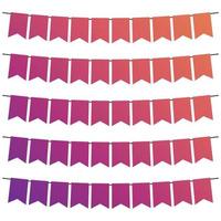 Colorful flags and bunting garlands for decoration. Decor elements with various patterns. Vector illustration