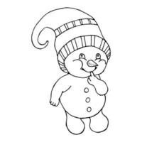 A hand-drawn snowman.An element for coloring pages. Cartoon style. vector