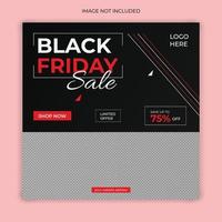 Black friday sale social media post banner template, black friday fashion sale with realistic background vector