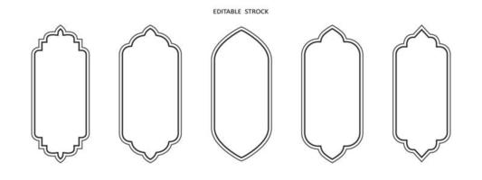 forma vectorial islámica de un arco de ventana o puerta. conjunto de marcos árabes. ramadan kareem icono de contorno editable vector