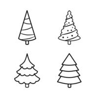 Fir tree black line icon set. Pine illustration vector