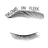 Brows On Fleek. Hand drawn lettering. Vector stock illustration. Isolated on a white background. Eyebrow Sticker