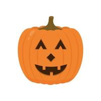 icono de calabaza de halloween riéndose aislado en blanco. lindo dibujo animado jack-o'-lantern. decoraciones de fiesta de halloween. plantilla vectorial fácil de editar. vector