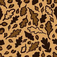 Fall Leopard or jaguar seamless pattern made of oak leaves. Trendy animal print with autumn colors. Vector background for textile, fabric, wallpaper, wrapping paper, etc