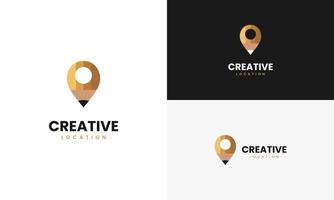 pencil location logo design. pencil combine with map pointer logo concept vector