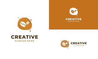 creative coffee bean logo with colorful liquid abstract design vector