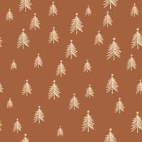 boho patrón de navidad árboles de navidad sin costuras. árbol de navidad escandinavo formas fondo lindo dibujo a mano estilo boho. ilustración vectorial envoltura de tela de papel, textil. impresión de vacaciones de invierno vector