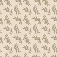 Earth tone leaves pattern. Boho botanical plants seamless pattern in light neutral desert colors. Boho hand drawing leaves. Vector illustration fabric textile design wrapping paper. Natural background