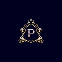 Vintage Monogram Alphabet P Letter vector