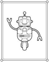 One-wheeled robot suitable for children's coloring page vector illustration