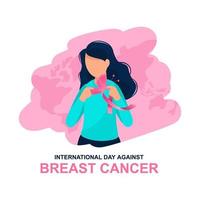 insignia del día del cáncer de mama y plantilla de banner