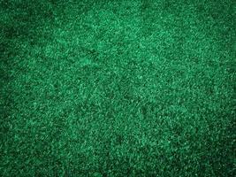 Closeup view of green grass soccer field background. Wallpaper for work and design. photo