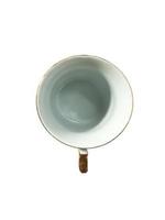 Tea cup on white background with clipping path for work. Top view photo