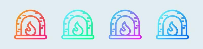 Fireplace line icon in gradient colors. Hygge signs vector illustration.