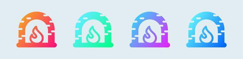 Fireplace solid icon in gradient colors. Hygge signs vector illustration.