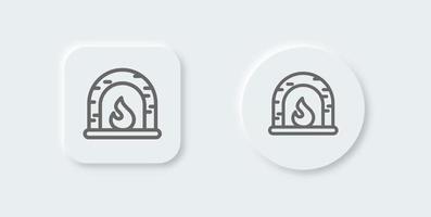 Fireplace line icon in neomorphic design style. Hygge signs vector illustration.