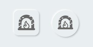 Fireplace solid icon in neomorphic design style. Hygge signs vector illustration.