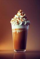 3d rendering pumpkin spice latte in cup with whipped cream photo